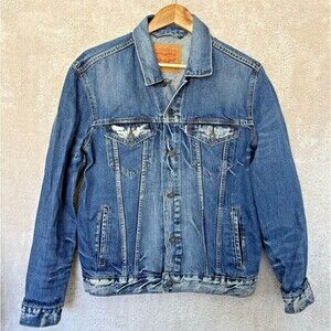 Levi Strauss & Co Mens Sz M Denim Trucker Jacket Blue 100% Cotton Snap 72334